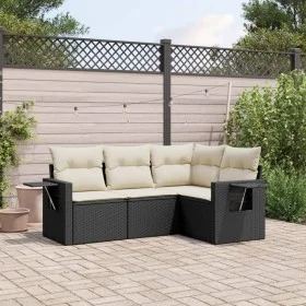 4-teilige Gartensofagarnitur mit schwarzen synthetischen Rattankissen von , Gartensets - Ref: Foro24-3220105, Preis: 275,28 €...