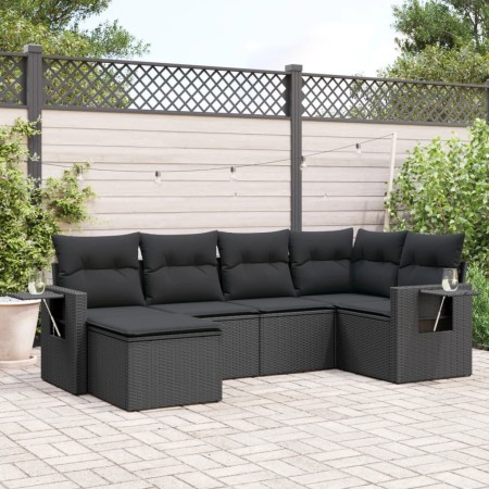 6-teiliges Gartensofa-Set und schwarze synthetische Rattankissen von , Gartensets - Ref: Foro24-3220454, Preis: 380,93 €, Rab...