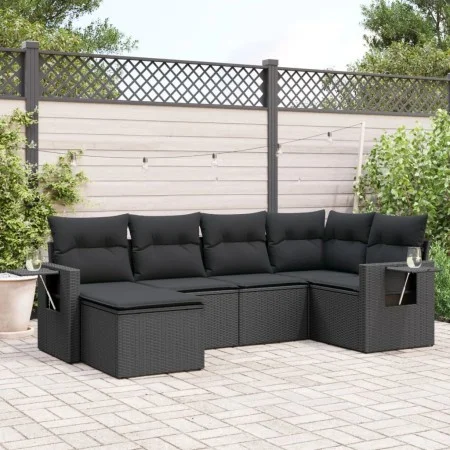 6-teiliges Gartensofa-Set und schwarze synthetische Rattankissen von , Gartensets - Ref: Foro24-3220454, Preis: 401,89 €, Rab...