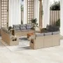 Garden sofa set with cushions 13 pieces beige synthetic rattan by , Modular outdoor sofas - Ref: Foro24-3224498, Price: 922,1...
