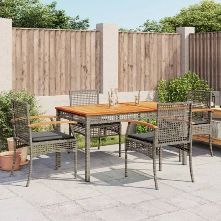 5-piece garden dining set with gray synthetic rattan cushions by , Garden sets - Ref: Foro24-3213571, Price: 393,44 €, Discou...