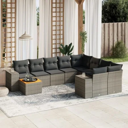 10-piece garden sofa set with gray synthetic rattan cushions by , Garden sets - Ref: Foro24-3257943, Price: 614,32 €, Discoun...