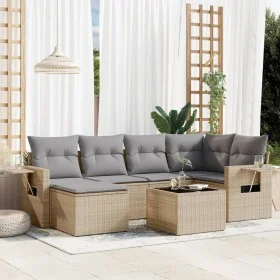 7-teiliges Gartensofa-Set und beigefarbene synthetische Rattankissen von , Gartensets - Ref: Foro24-3220468, Preis: 427,87 €,...
