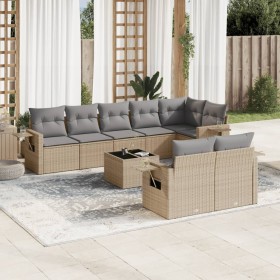 9-teiliges Gartensofa-Set mit beigen synthetischen Rattankissen von , Gartensets - Ref: Foro24-3220428, Preis: 603,79 €, Raba...