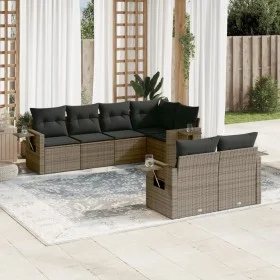 7-piece garden sofa set with gray PE rattan cushions by , Garden sets - Ref: Foro24-3220409, Price: 467,53 €, Discount: %