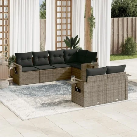 Set de sofás de jardín 7 piezas con cojines ratán PE gris de , Conjuntos de jardín - Ref: Foro24-3220409, Precio: 467,52 €, D...