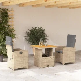 3-piece garden dining set with beige synthetic rattan cushions by , Garden sets - Ref: Foro24-3277361, Price: 403,85 €, Disco...
