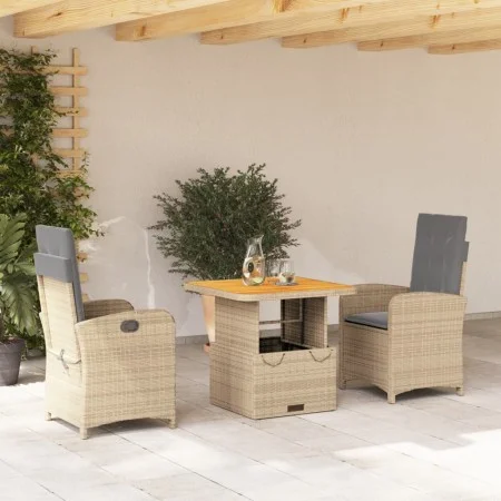 3-piece garden dining set with beige synthetic rattan cushions by , Garden sets - Ref: Foro24-3277361, Price: 403,24 €, Disco...