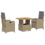3-teilige Garten-Essgruppe mit beigen Kissen aus synthetischem Rattan von , Gartensets - Ref: Foro24-3277361, Preis: 355,78 €...