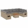 Garden sofa set with beige cushions 10 pieces synthetic rattan by , Modular outdoor sofas - Ref: Foro24-3224708, Price: 596,1...