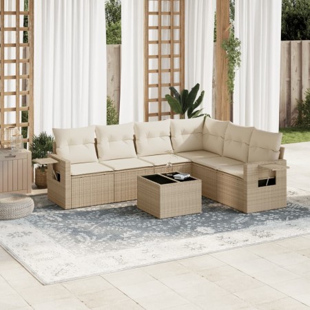 7-teiliges Gartensofa-Set und beigefarbene synthetische Rattankissen von , Gartensets - Ref: Foro24-3220217, Preis: 457,79 €,...