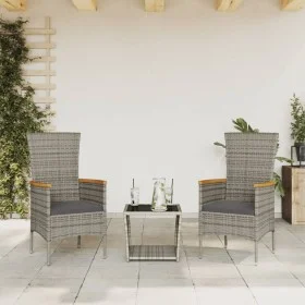 Set comedor de jardín 3 piezas con cojines ratán sintético gris de , Conjuntos de jardín - Ref: Foro24-3277562, Precio: 197,9...