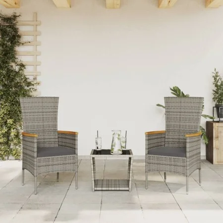 3-piece garden dining set with gray synthetic rattan cushions by , Garden sets - Ref: Foro24-3277562, Price: 197,98 €, Discou...