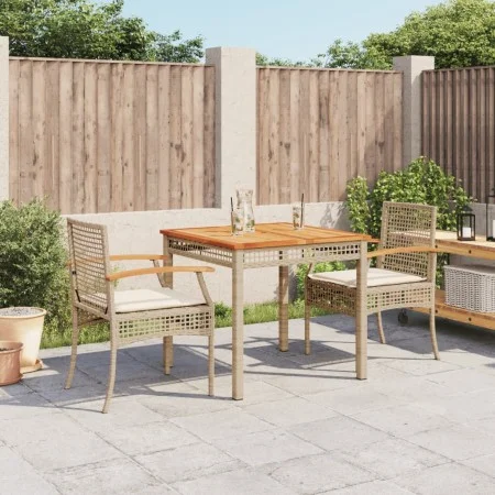 Set comedor de jardín 3 pzas con cojines ratán sintético beige de , Conjuntos de jardín - Ref: Foro24-3213578, Precio: 254,43...