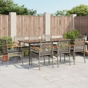 Garden dining set 9 pieces and gray synthetic rattan cushions by , Garden sets - Ref: Foro24-3213616, Price: 672,63 €, Discou...