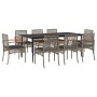 Garten-Essgruppe 9-teilig und graue synthetische Rattankissen von , Gartensets - Ref: Foro24-3213616, Preis: 654,38 €, Rabatt: %