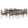 Garten-Essgruppe 9-teilig und graue synthetische Rattankissen von , Gartensets - Ref: Foro24-3213616, Preis: 707,52 €, Rabatt: %