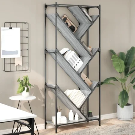 Estantería madera ingeniería y metal gris Sonoma 79x30x180 cm de , Librerías y estanterías - Ref: Foro24-845434, Precio: 96,5...