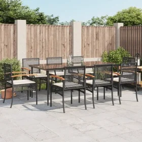 9-piece garden dining set and black synthetic rattan cushions by , Garden sets - Ref: Foro24-3213602, Price: 652,93 €, Discou...
