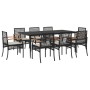 9-teiliges Garten-Essset und schwarze Kissen aus synthetischem Rattan von , Gartensets - Ref: Foro24-3213602, Preis: 641,46 €...