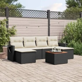 7-piece garden dining set and black synthetic rattan cushions by , Modular outdoor sofas - Ref: Foro24-3224684, Price: 371,30...