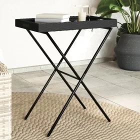 Tisch mit klappbarem Tablett aus schwarzem synthetischem Rattan 65x40x75 cm von , Gartentische - Ref: Foro24-365127, Preis: 4...