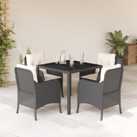 Gartenmöbel-Set, 5-teilig, mit schwarzen Polstern aus synthetischem Rattan von , Gartensets - Ref: Foro24-3211843, Preis: 483...