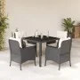 Set de muebles jardín 5 pzas con cojines ratán sintético negro by , Garden sets - Ref: Foro24-3211843, Price: 484,34 €, Disco...