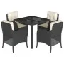 Set de muebles jardín 5 pzas con cojines ratán sintético negro by , Garden sets - Ref: Foro24-3211843, Price: 484,34 €, Disco...