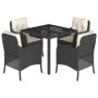 Set de muebles jardín 5 pzas con cojines ratán sintético negro by , Garden sets - Ref: Foro24-3211843, Price: 483,43 €, Disco...
