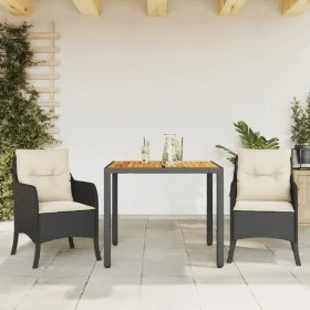 Set comedor de jardín 3 pzas con cojines ratán sintético negro by , Garden sets - Ref: Foro24-3211860, Price: 329,50 €, Disco...