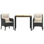Set comedor de jardín 3 pzas con cojines ratán sintético negro by , Garden sets - Ref: Foro24-3211860, Price: 329,50 €, Disco...