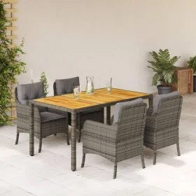 Set comedor de jardín 5 piezas con cojines ratán sintético gris by , Garden sets - Ref: Foro24-3211874, Price: 570,47 €, Disc...