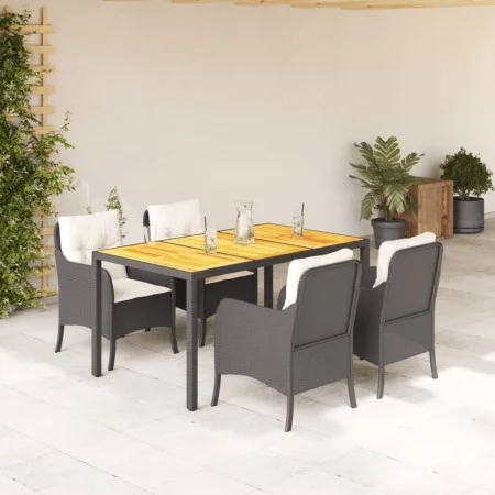 Set de muebles jardín 5 pzas con cojines ratán sintético negro by , Garden sets - Ref: Foro24-3211862, Price: 534,52 €, Disco...