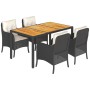 Gartenmöbel-Set, 5-teilig, mit schwarzen Polstern aus synthetischem Rattan von , Gartensets - Ref: Foro24-3211862, Preis: 563...