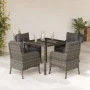 Set comedor de jardín 5 piezas con cojines ratán sintético gris by , Garden sets - Ref: Foro24-3211855, Price: 515,29 €, Disc...
