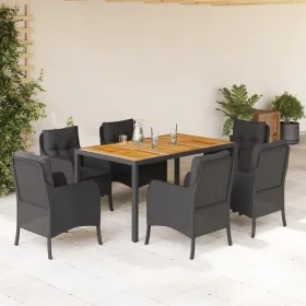 Garten-Essgruppe 7-teilig mit schwarzen Polstern aus synthetischem Rattan von , Gartensets - Ref: Foro24-3211869, Preis: 761,...