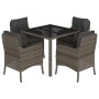 Set comedor de jardín 5 piezas con cojines ratán sintético gris by , Garden sets - Ref: Foro24-3211855, Price: 546,09 €, Disc...
