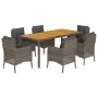 Garten-Essgruppe, 7-teilig, mit grauen Polstern aus synthetischem Rattan. von , Gartensets - Ref: Foro24-3211876, Preis: 816,...