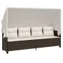 Tumbona con capota y cojines ratán sintético marrón de , Tumbonas - Ref: Foro24-368336, Precio: 245,82 €, Descuento: %