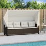 Liegestuhl mit Verdeck und Kissen aus braunem synthetischem Rattan von , Liegen - Ref: Foro24-368336, Preis: 249,97 €, Rabatt: %