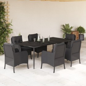 Garten-Essgruppe 7-teilig mit schwarzen Polstern aus synthetischem Rattan von , Gartensets - Ref: Foro24-3211925, Preis: 854,...