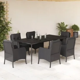 Garten-Essgruppe 7-teilig mit schwarzen Polstern aus synthetischem Rattan von , Gartensets - Ref: Foro24-3211925, Preis: 768,...