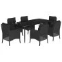 Set de comedor de jardín 7 pzas y cojines ratán sintético negro by , Garden sets - Ref: Foro24-3211925, Price: 768,31 €, Disc...
