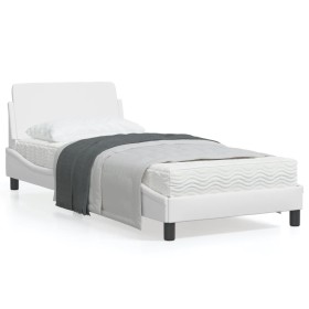 Estructura de cama con cabecero cuero sintético blanco 90x200cm de , Camas y somieres - Ref: Foro24-373119, Precio: 114,12 €