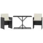 Mesita y sillas con cojines 3 piezas ratán sintético negro by , Garden sets - Ref: Foro24-365062, Price: 161,52 €, Discount: %