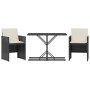 Mesita y sillas con cojines 3 piezas ratán sintético negro by , Garden sets - Ref: Foro24-365062, Price: 163,57 €, Discount: %