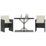 Mesita y sillas con cojines 3 piezas ratán sintético negro by , Garden sets - Ref: Foro24-365062, Price: 161,52 €, Discount: %