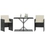 Mesita y sillas con cojines 3 piezas ratán sintético negro by , Garden sets - Ref: Foro24-365062, Price: 163,57 €, Discount: %