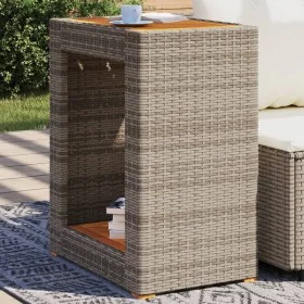 Beistelltisch für den Garten mit grauer PE-Rattan-Holzplatte, 60x40x75 cm. von , Gartentische - Ref: Foro24-366304, Preis: 85...